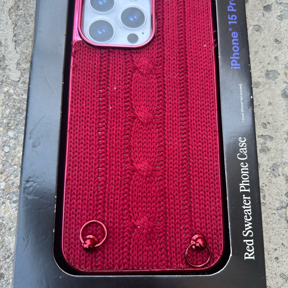 Red Sweater Phone Case for iPhone 15 Pro - Stylish Knit Cover